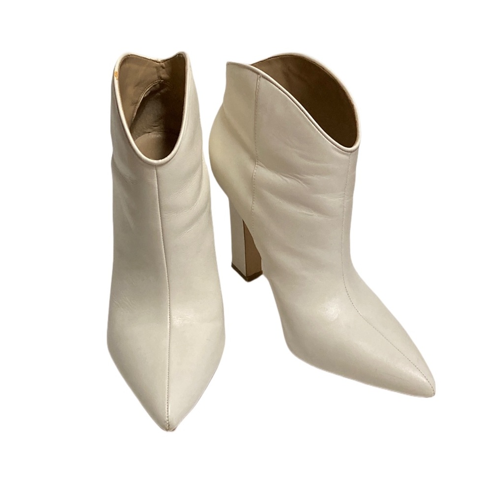 MARC FISHER MASINA POINTED TOE LEATHER WESTERN BOOTIE WOMENS SIZE 9.5 WHITE